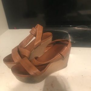 Ethel tan leather platform sandals sz 38